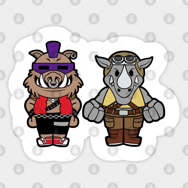 Bebop and Rocksteady Chibi Sticker by bonekaduduk